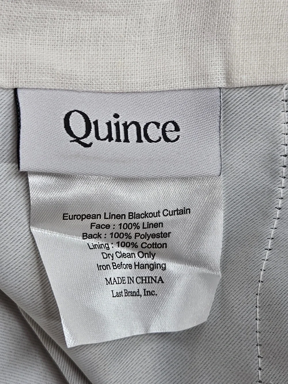 QUINCE Set Of 2 48x96 European Linen True Blackout Curtains White 9626